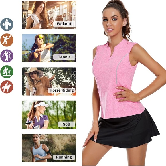 WOWENY Women’s Pink 1/4 Zip Golf Tank M - Picture 10 of 11